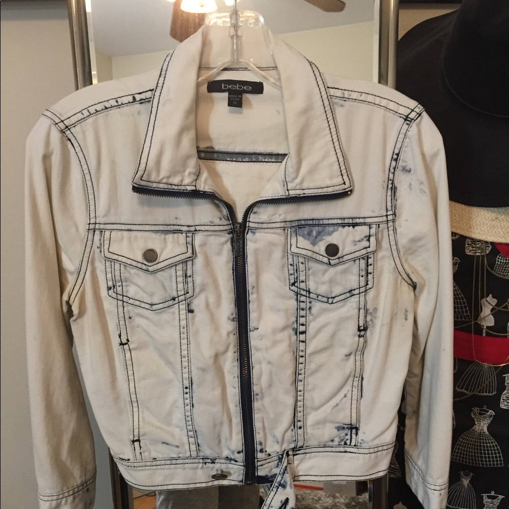 Cropped Acid Wash Bebe Denim jacket
